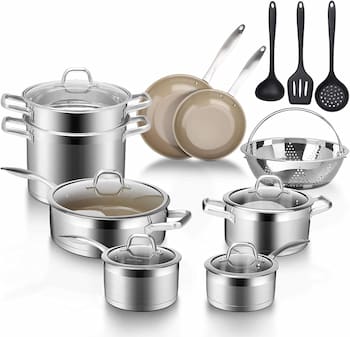 Duxtop 17PC Professional Stainless Steel Induction Cookware Set