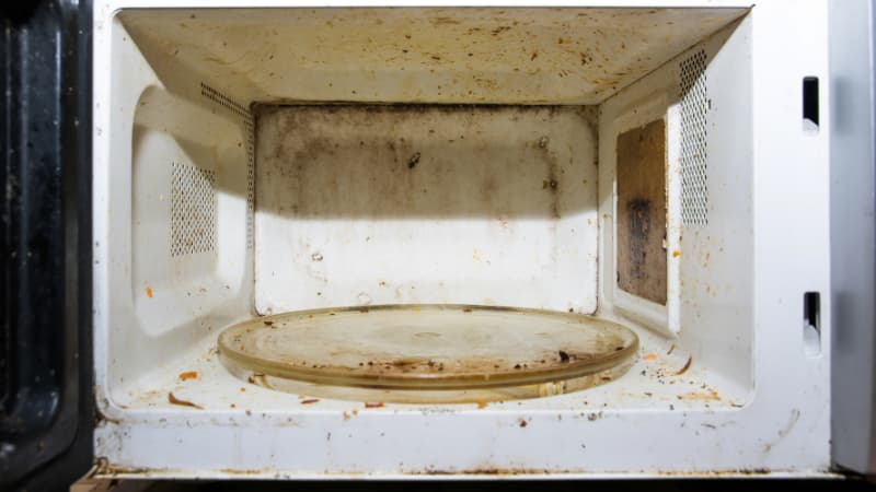 is it safe to use a microwave with peeling paint inside