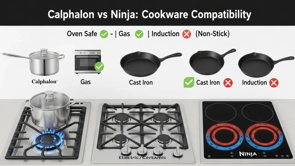 Calphalon vs Ninja Compatibility of Cookware